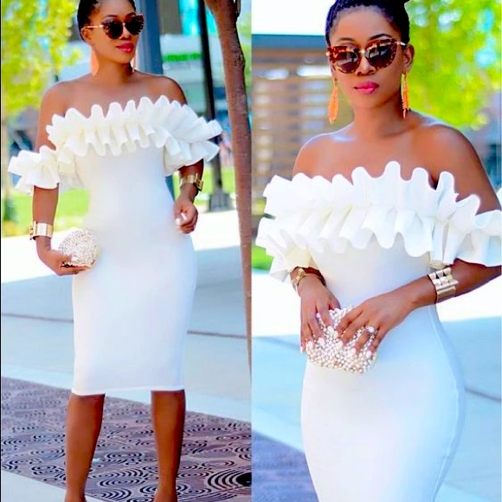 🔥 White Hot Off-the-Shoulder Stunner Dress 🔥